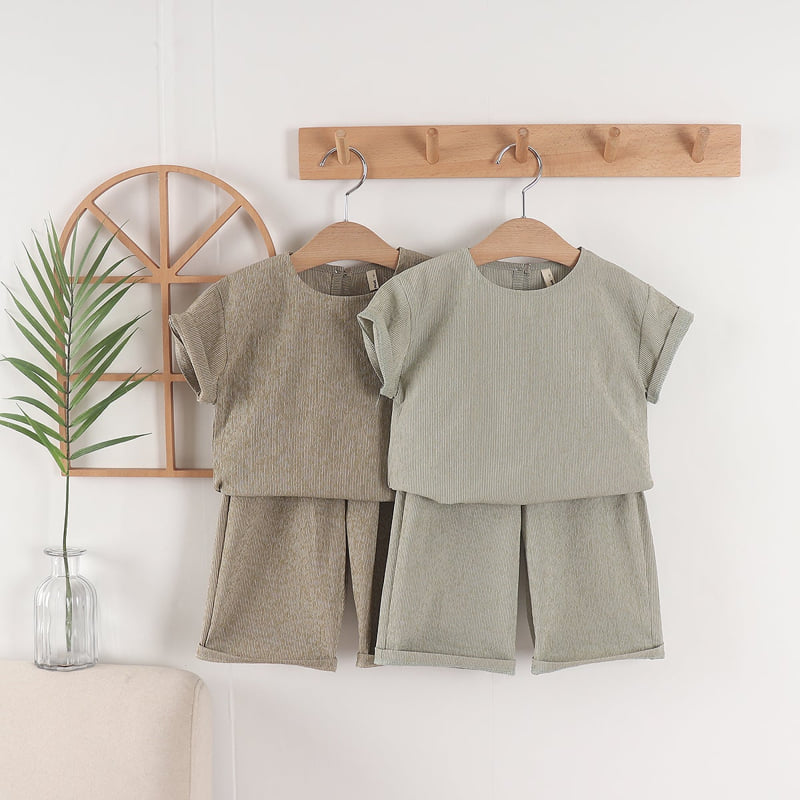 Pepper Mint - Korean Children Fashion - #stylishchildhood - Chamber Top Bottom Set - 3
