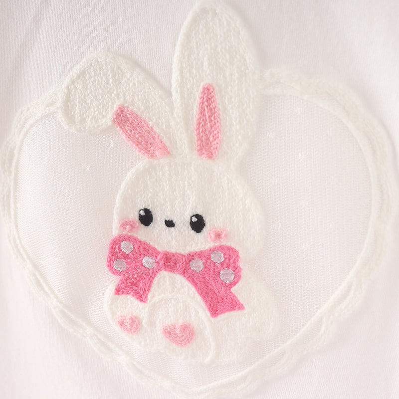 Pepper Mint - Korean Children Fashion - #stylishchildhood - Check Rabbit Long Tee - 10