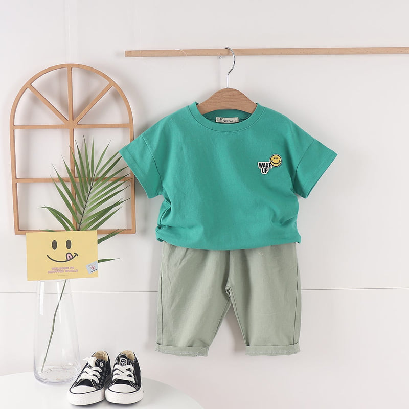 Pepper Mint - Korean Children Fashion - #todddlerfashion - Plain Smile Tee - 12
