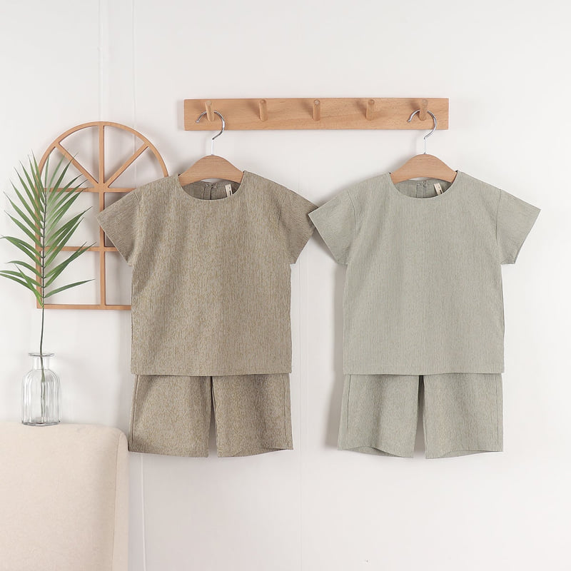 Pepper Mint - Korean Children Fashion - #todddlerfashion - Chamber Top Bottom Set