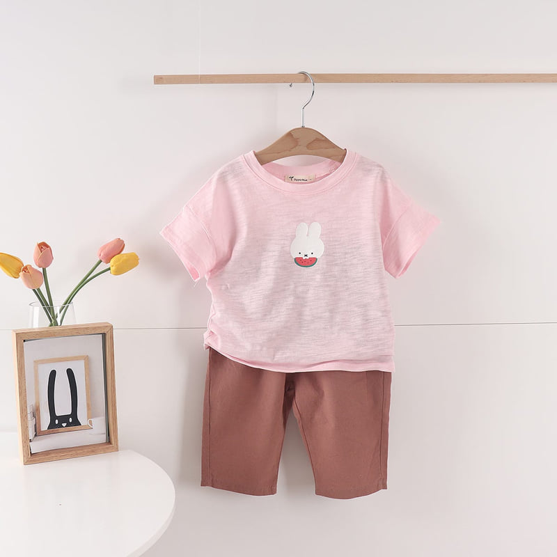 Pepper Mint - Korean Children Fashion - #todddlerfashion - Watermelon Rabbit Tee - 11