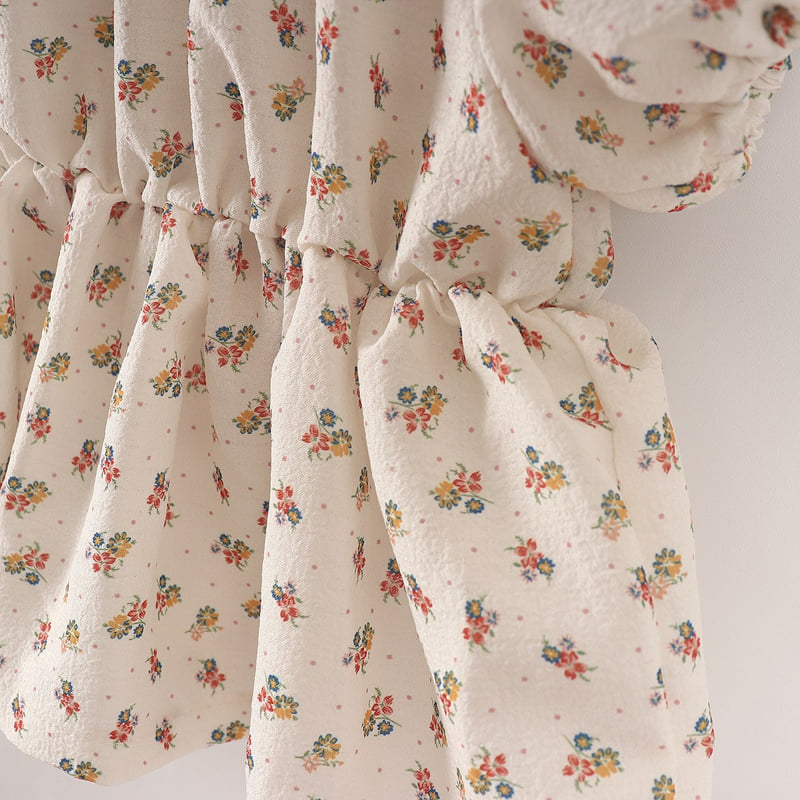 Pepper Mint - Korean Children Fashion - #toddlerclothing - Flower Pants Top Bottom Set - 7