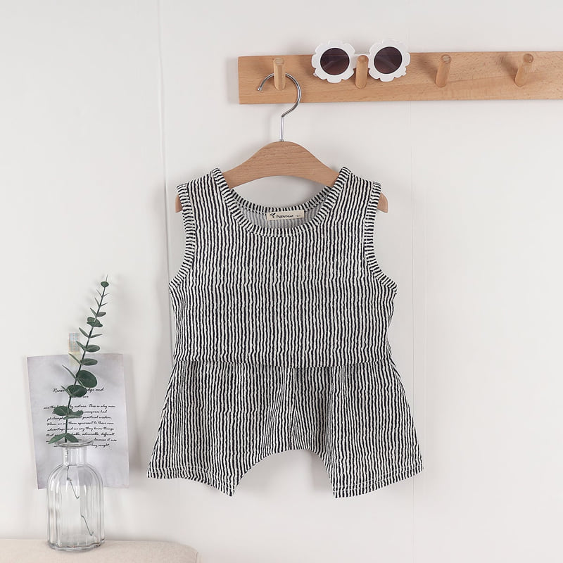 Pepper Mint - Korean Children Fashion - #toddlerclothing - Stripe Top Bottom Set - 3