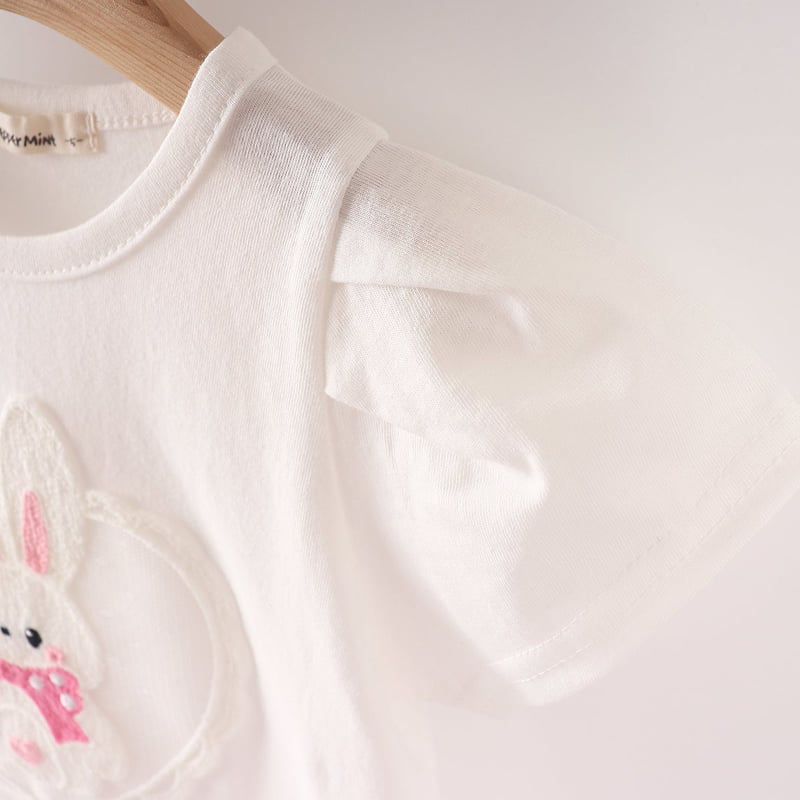 Pepper Mint - Korean Children Fashion - #toddlerclothing - Check Rabbit Long Tee - 9