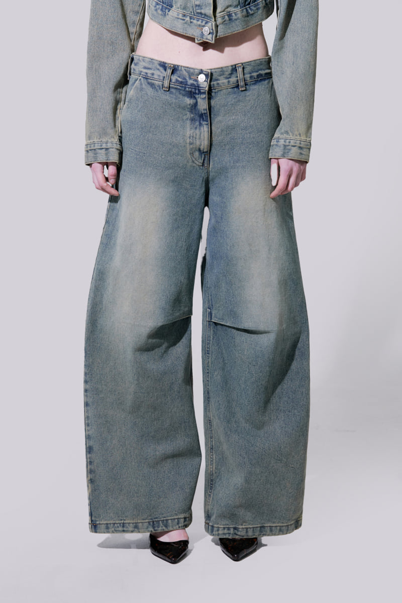 Project Wave - Korean Women Fashion - #momslook - Pintuck Dirt Washing Denim Pants - 2