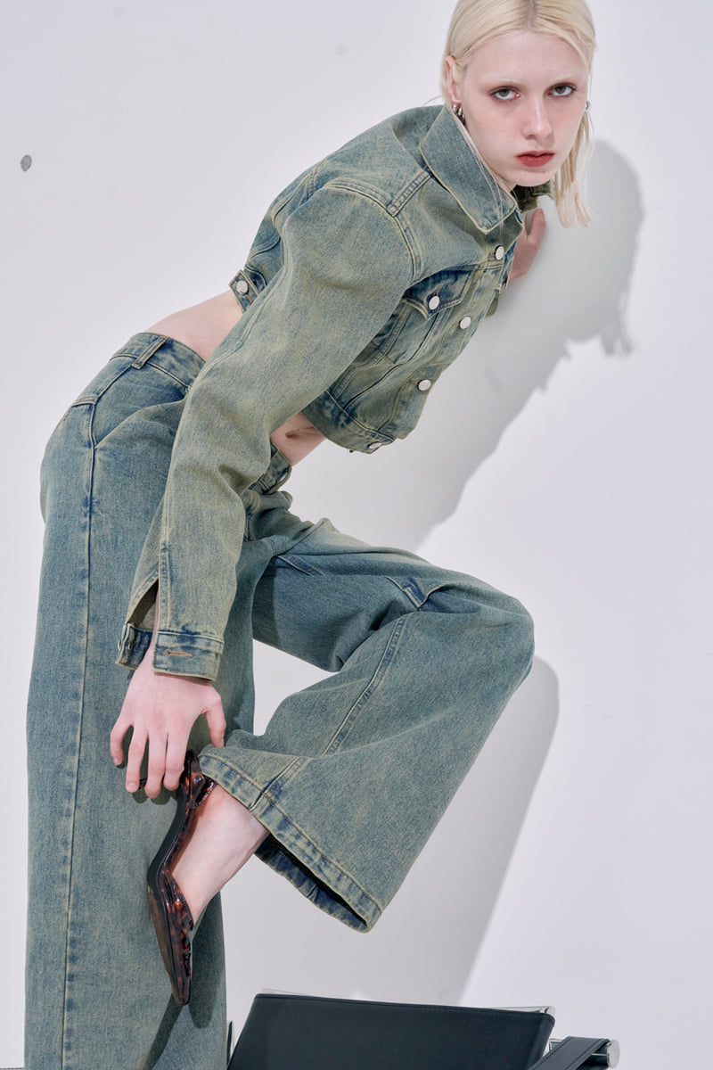 Project Wave - Korean Women Fashion - #momslook - Pintuck Dirt Washing Denim Pants - 6