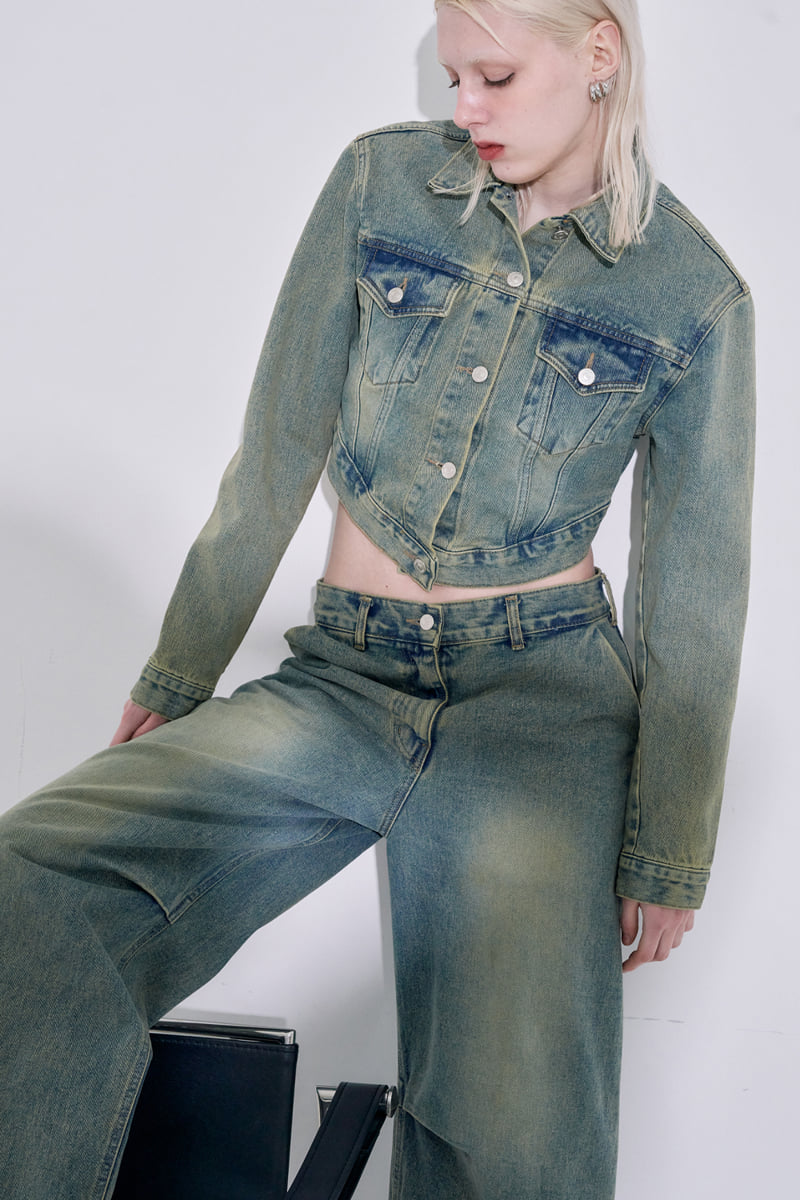 Project Wave - Korean Women Fashion - #momslook - Pintuck Dirt Washing Denim Pants - 7