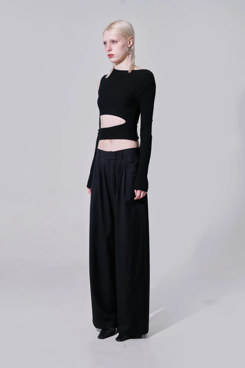 Project Wave - Korean Women Fashion - #momslook - Cutout Slit Ribbed Knit Top - 3