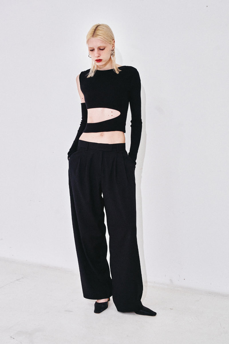 Project Wave - Korean Women Fashion - #momslook - Cutout Slit Ribbed Knit Top - 5