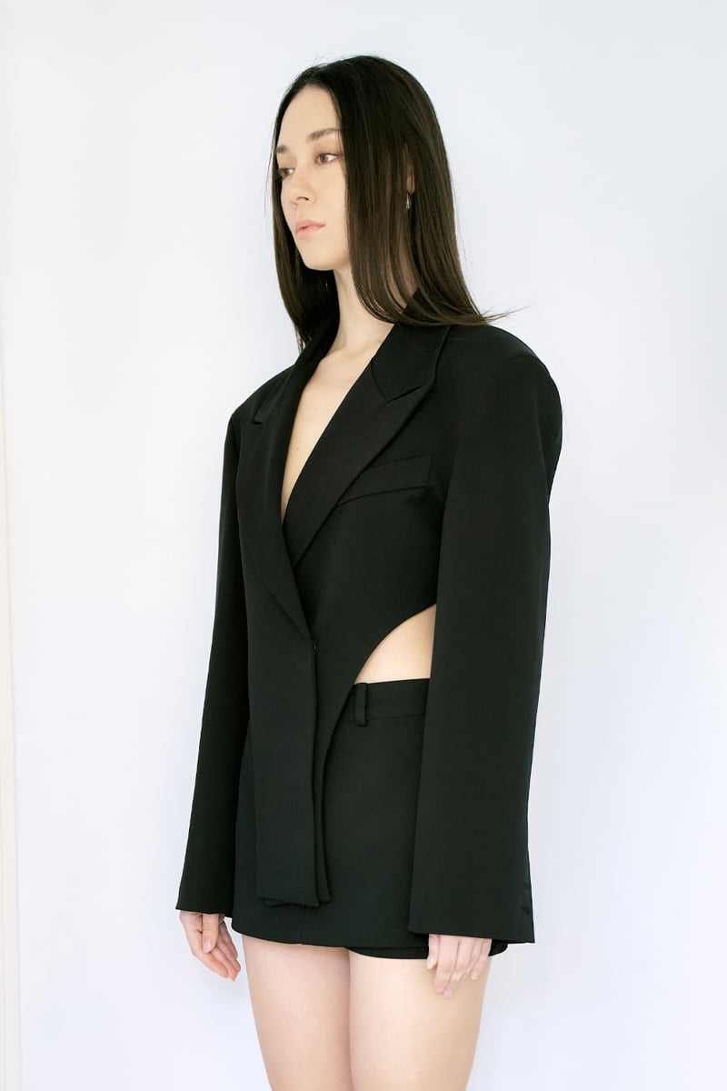 Project Wave - Korean Women Fashion - #restrostyle - Back Slit Micro Body Jacket - 3