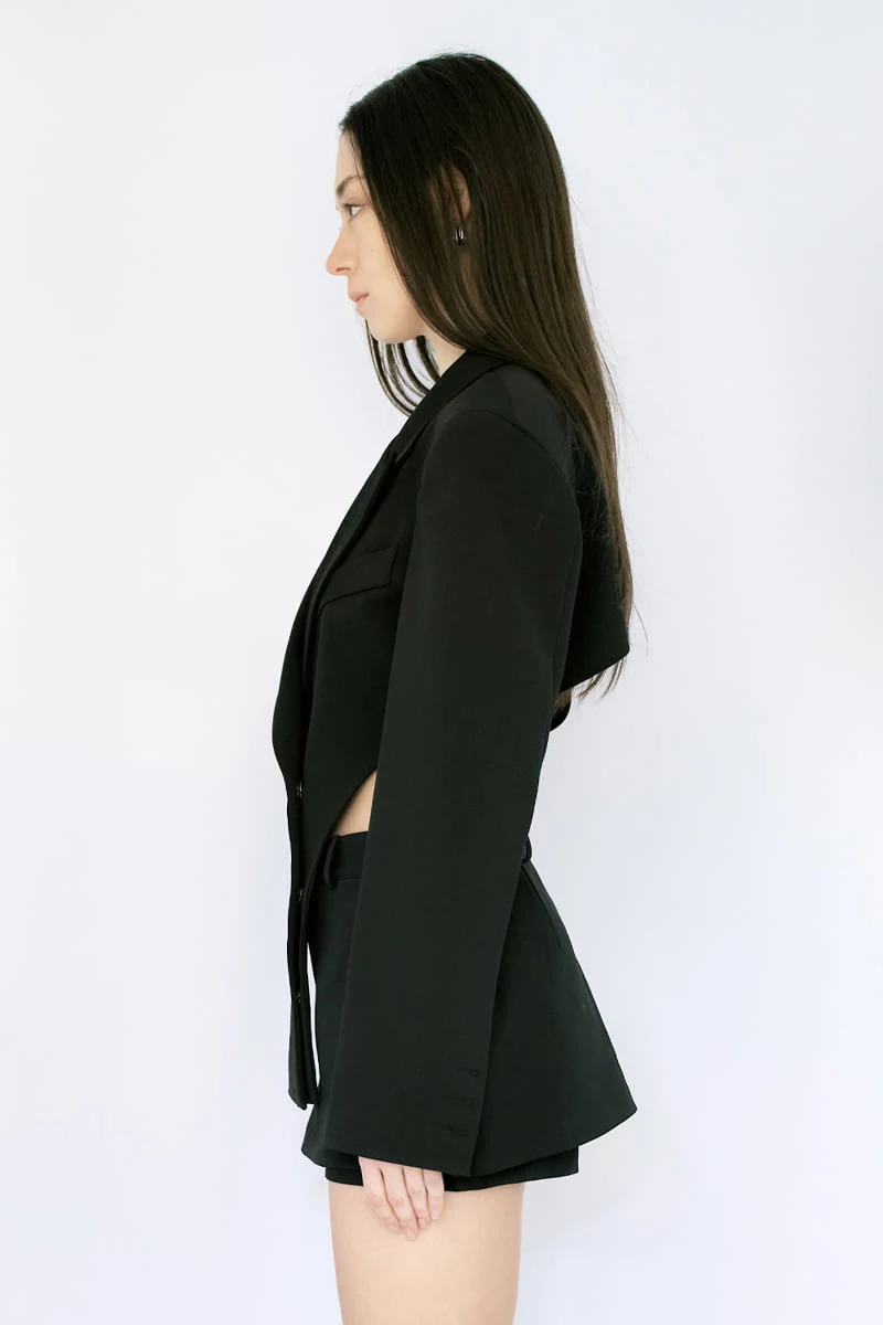Project Wave - Korean Women Fashion - #restrostyle - Back Slit Micro Body Jacket - 4