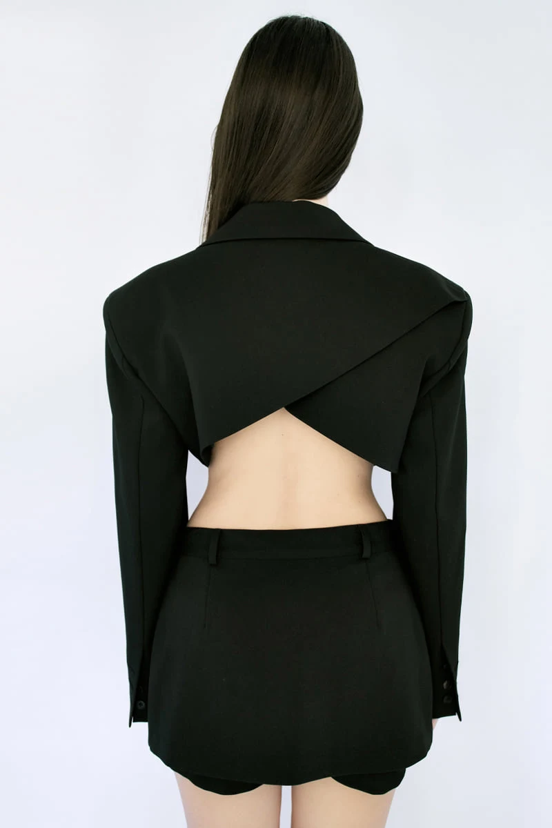 Project Wave - Korean Women Fashion - #shopsmall - Back Slit Micro Body Jacket - 5