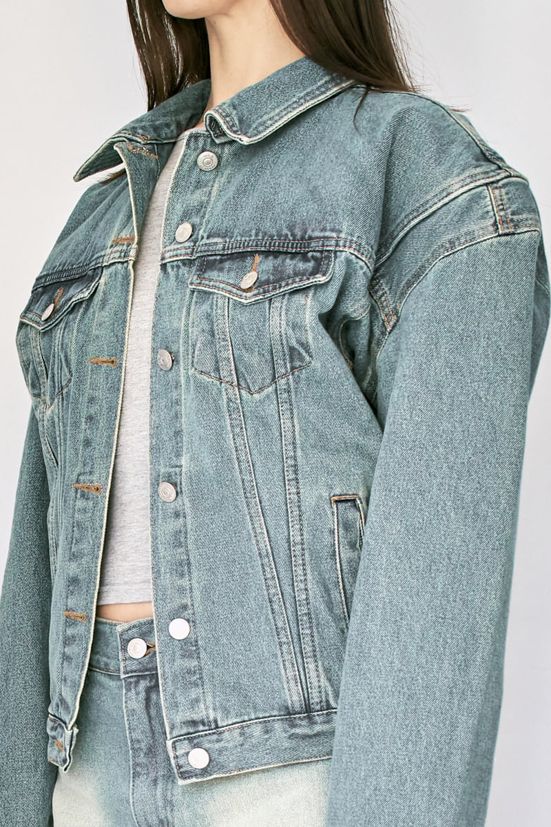 Project Wave - Korean Women Fashion - #shopsmall - Shoulder Denim Jacket - 4
