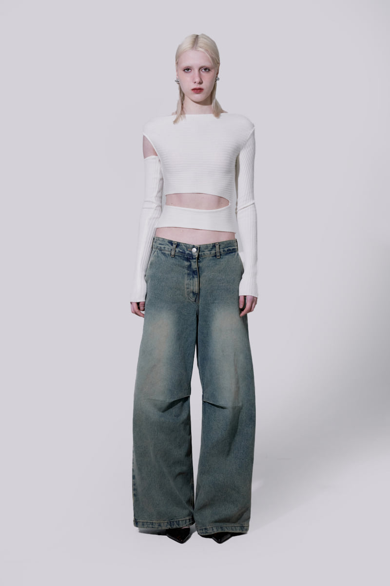 Project Wave - Korean Women Fashion - #vintageinspired - Cutout Slit Ribbed Knit Top - 7