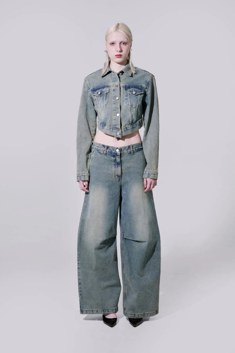 Project Wave - Korean Women Fashion - #womensfashion - Pintuck Dirt Washing Denim Pants