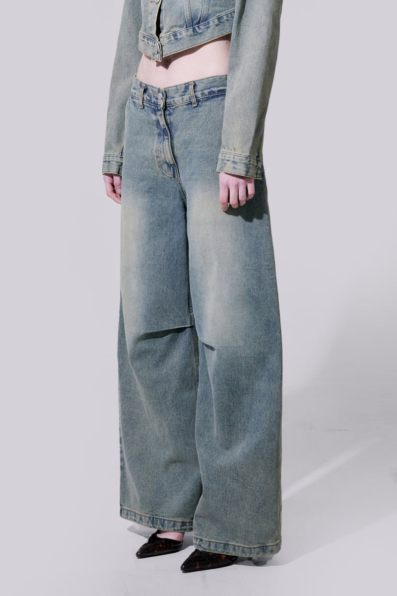 Project Wave - Korean Women Fashion - #womensfashion - Pintuck Dirt Washing Denim Pants - 3