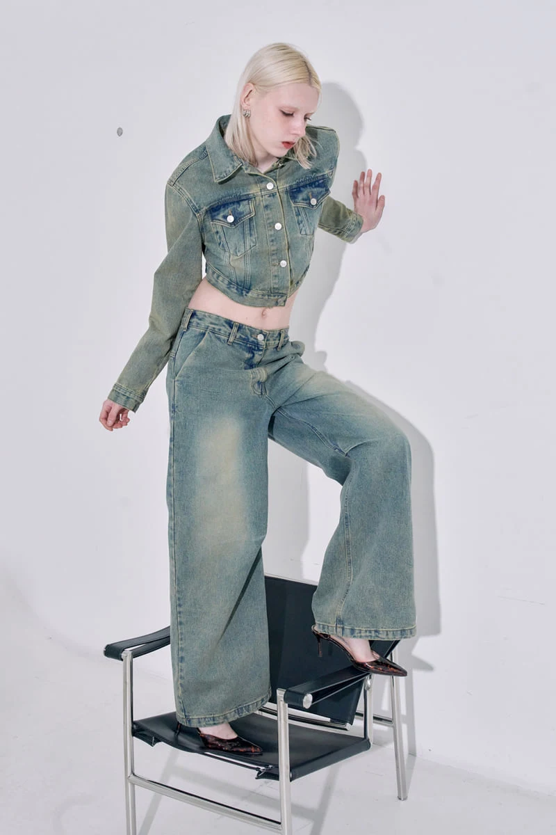 Project Wave - Korean Women Fashion - #womensfashion - Pintuck Dirt Washing Denim Pants - 5