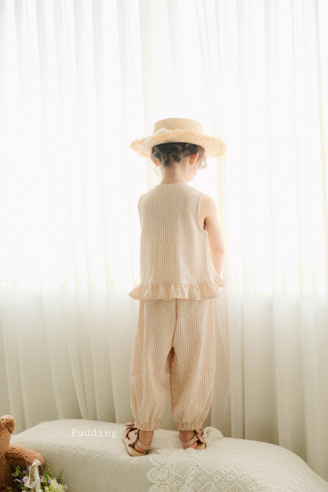 Pudding - Korean Children Fashion - #childofig - Striped Top Bottom Set - 4