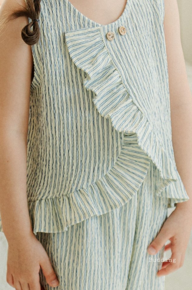 Pudding - Korean Children Fashion - #kidsshorts - Striped Top Bottom Set - 9