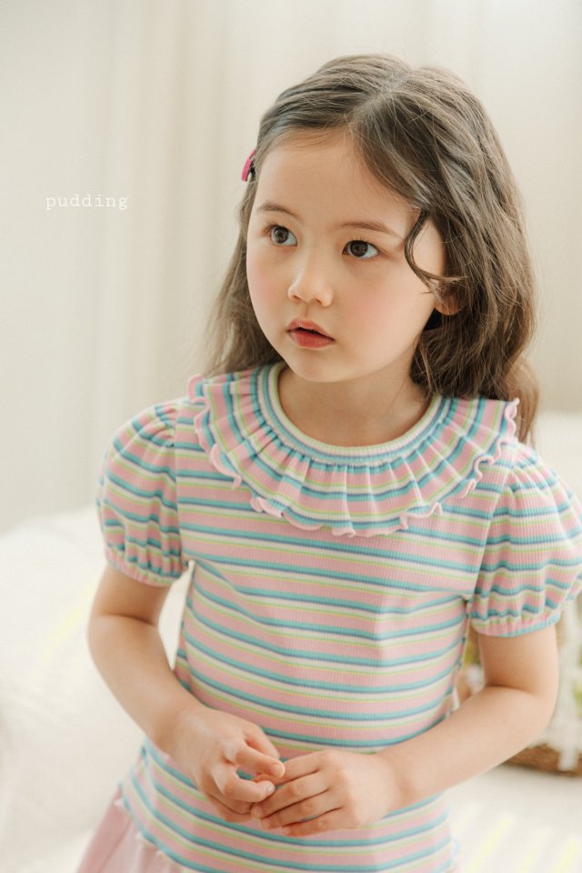 Pudding - Korean Children Fashion - #kidsshorts - Stripe Tee - 2