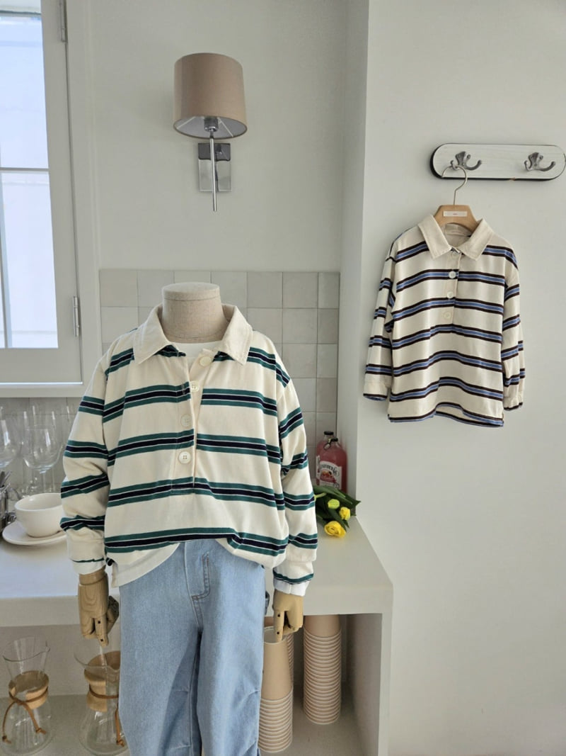 Raleelounge - Korean Children Fashion - #littlefashionista - Stripe Collar Tee - 2
