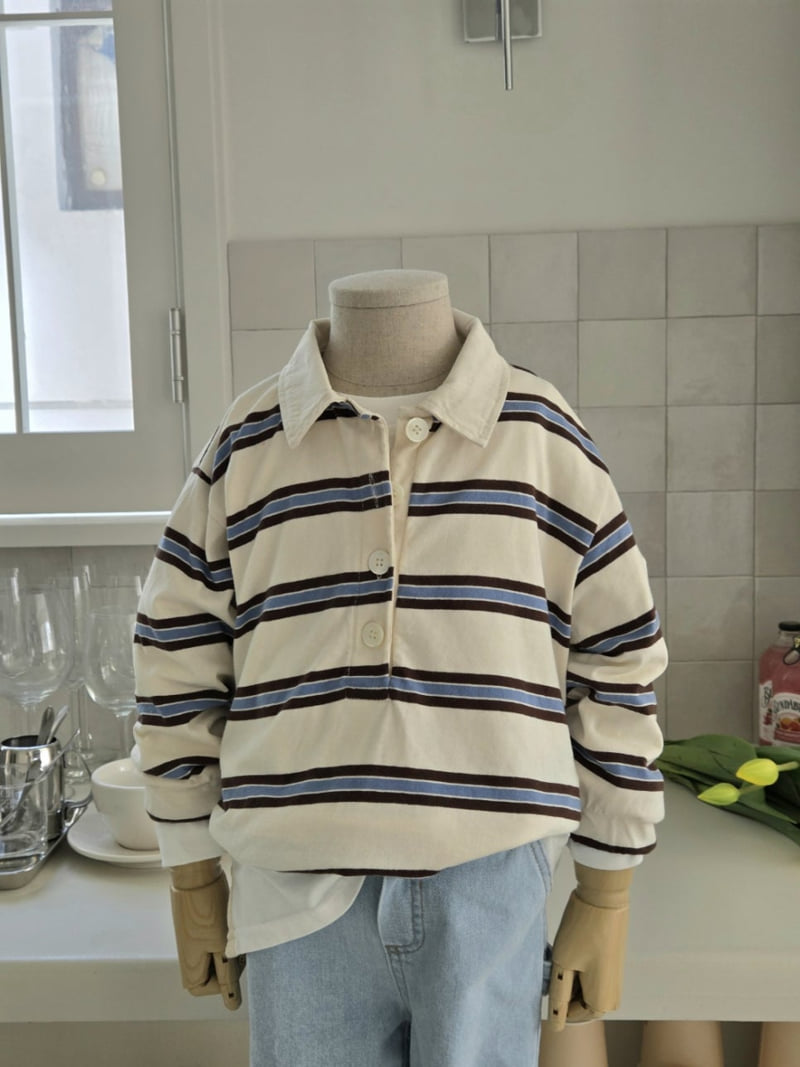 Raleelounge - Korean Children Fashion - #magicofchildhood - Stripe Collar Tee - 4