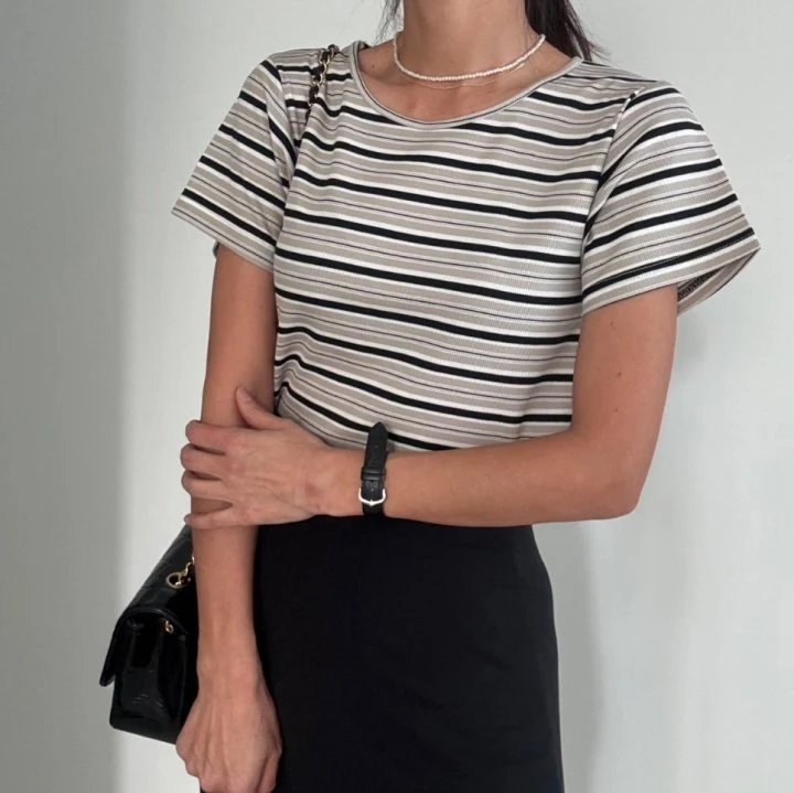 Ripple - Korean Women Fashion - #momslook - Chloe Stripe Tee - 2