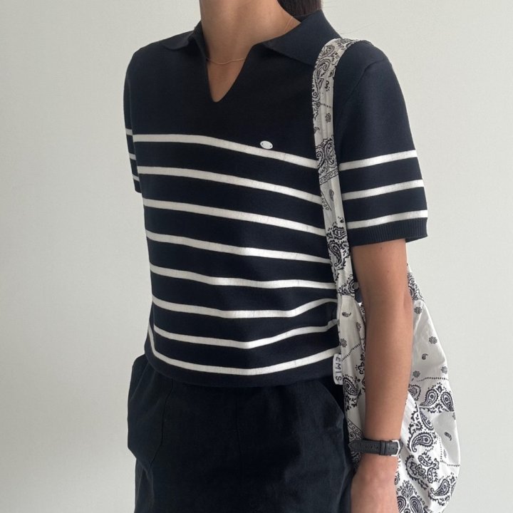 Ripple - Korean Women Fashion - #momslook - Half Stripe Knit - 6