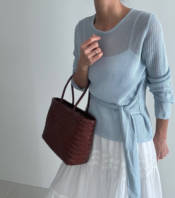 Ripple - Korean Women Fashion - #momslook - Caasa Belt Knit Pullover - 6
