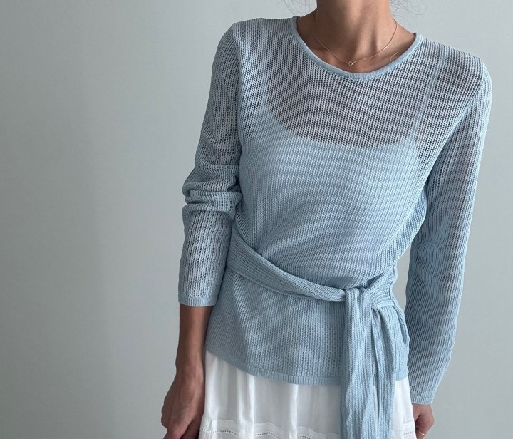 Ripple - Korean Women Fashion - #momslook - Caasa Belt Knit Pullover - 8