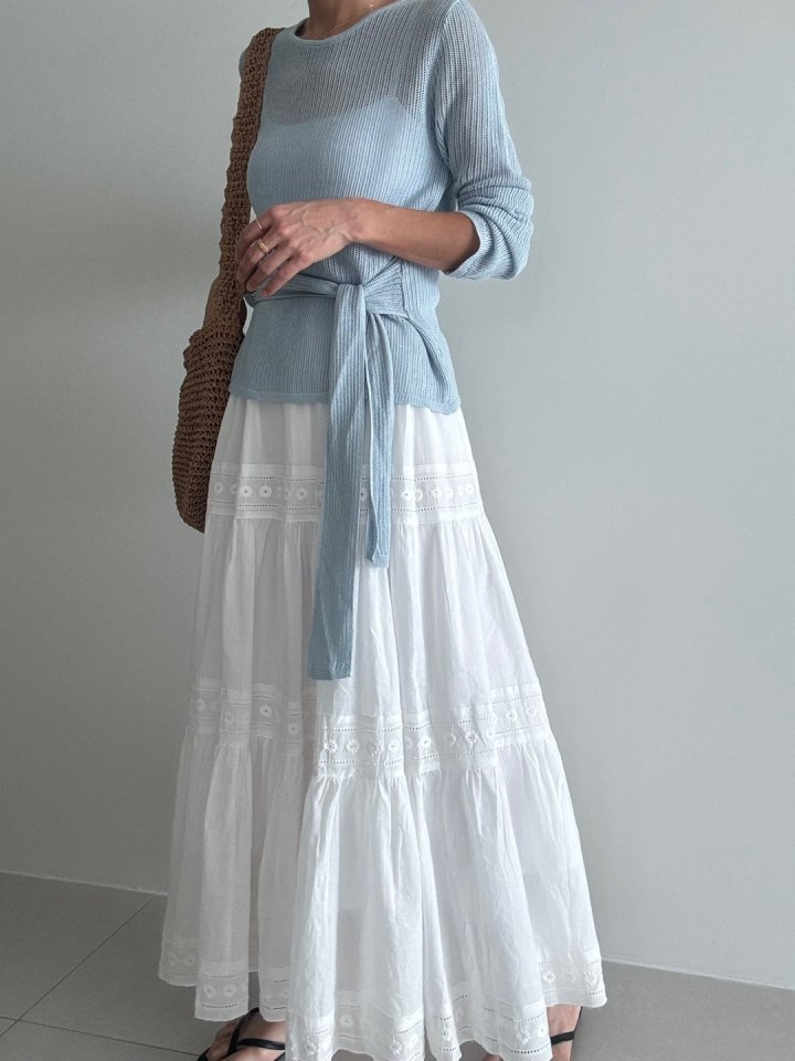 Ripple - Korean Women Fashion - #momslook - Embroidery Long Maxi Skirt