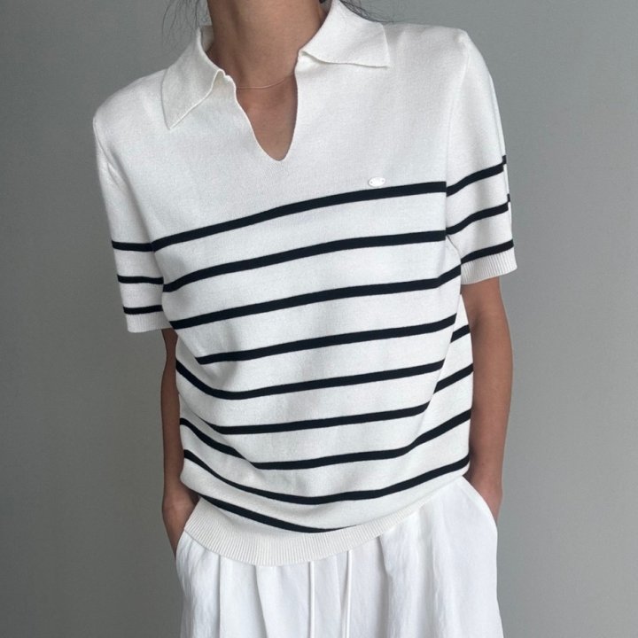 Ripple - Korean Women Fashion - #womensfashion - Half Stripe Knit