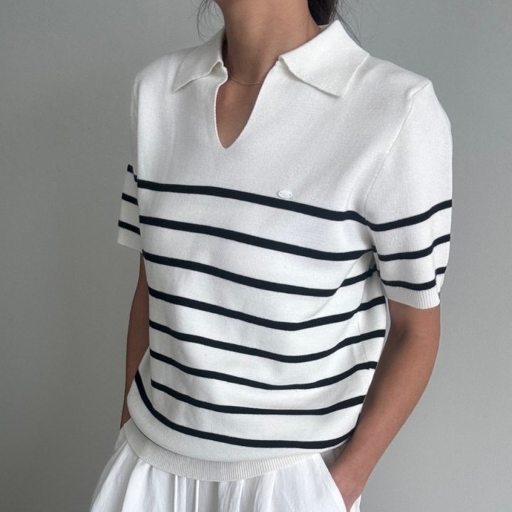 Ripple - Korean Women Fashion - #womensfashion - Half Stripe Knit - 3