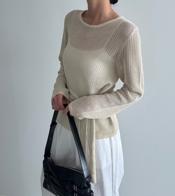 Ripple - Korean Women Fashion - #womensfashion - Caasa Belt Knit Pullover