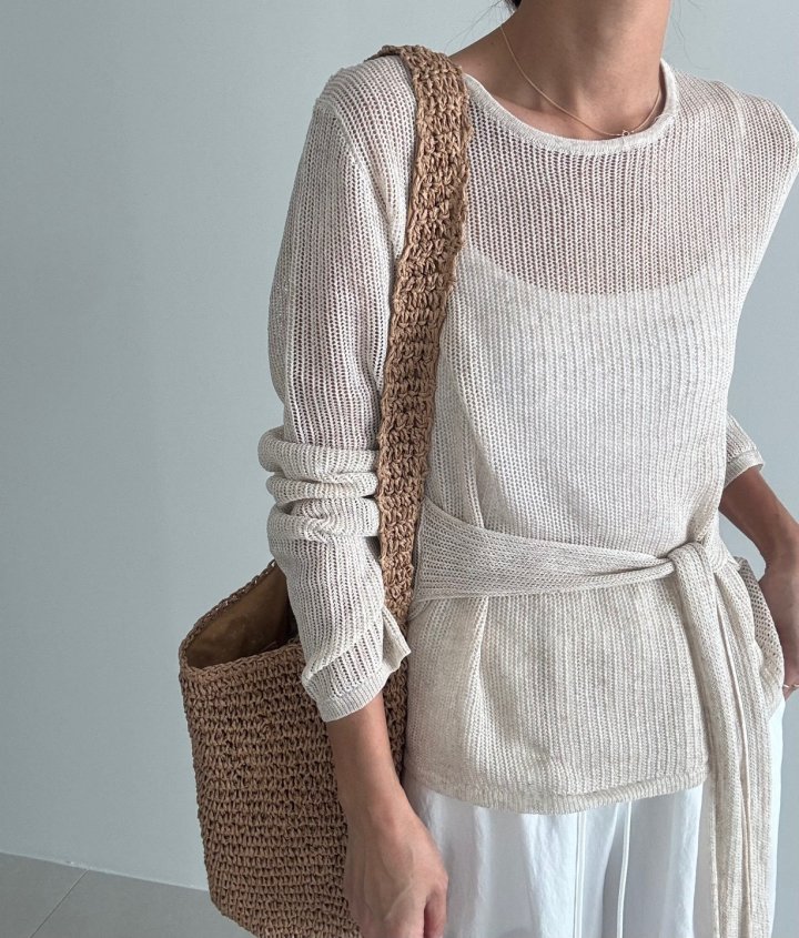 Ripple - Korean Women Fashion - #womensfashion - Caasa Belt Knit Pullover - 5