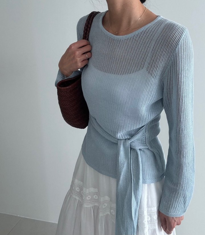 Ripple - Korean Women Fashion - #womensfashion - Caasa Belt Knit Pullover - 7