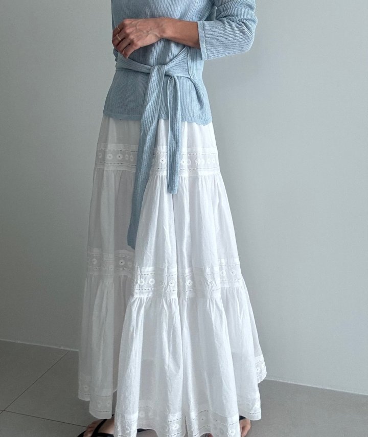 Ripple - Korean Women Fashion - #womensfashion - Embroidery Long Maxi Skirt - 2