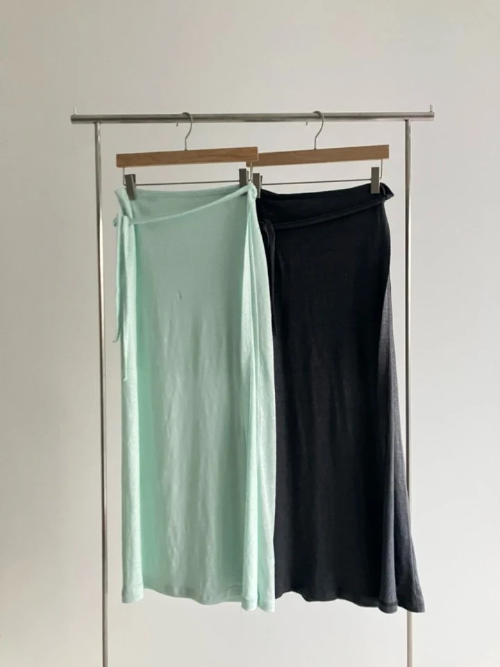 Roomk - Korean Women Fashion - #romanticstyle - Linen Wrap Skirt - 5