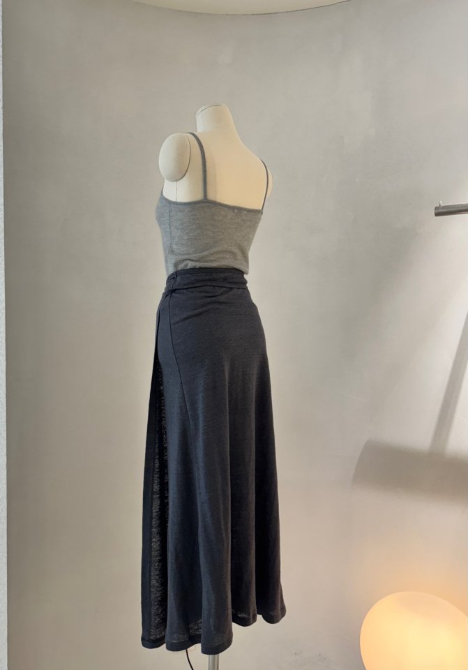 Roomk - Korean Women Fashion - #vintagekidsstyle - Linen Wrap Skirt - 2
