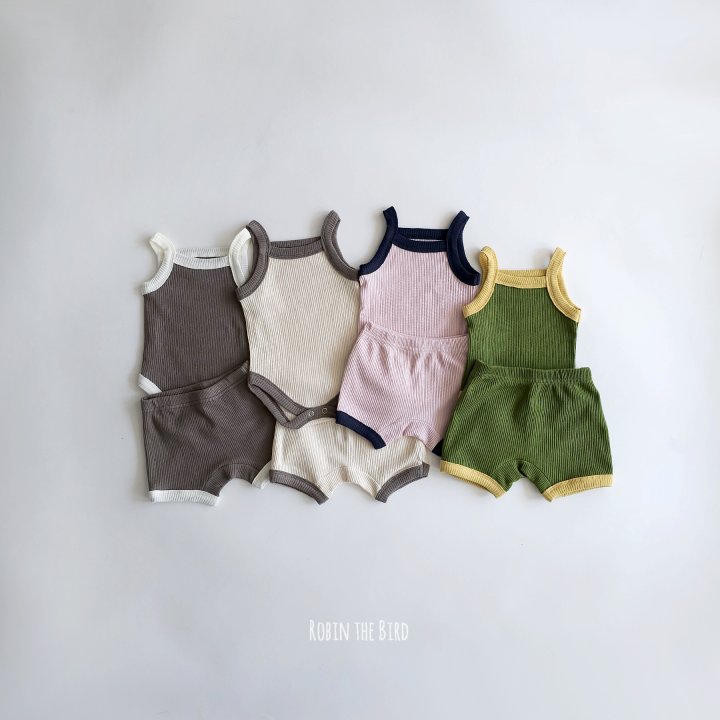 Saerobin - Korean Baby Fashion - #babyoninstagram - Modal Sleeveless Body Suit Top Bottom Set