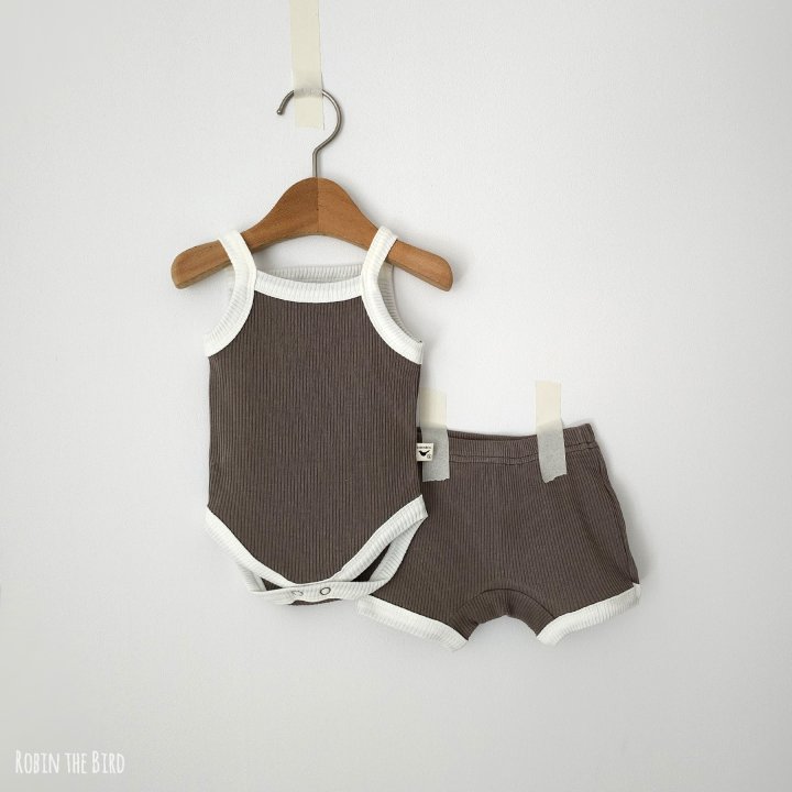 Saerobin - Korean Baby Fashion - #babyoutfit - Modal Sleeveless Body Suit Top Bottom Set - 3