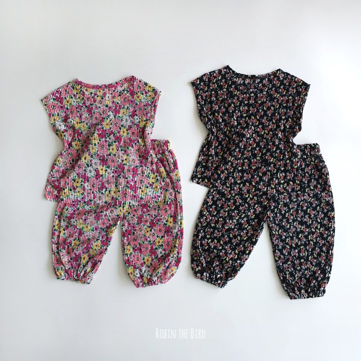 Saerobin - Korean Baby Fashion - #babyoutfit - Floral Pleated Top Bottom Set - 12