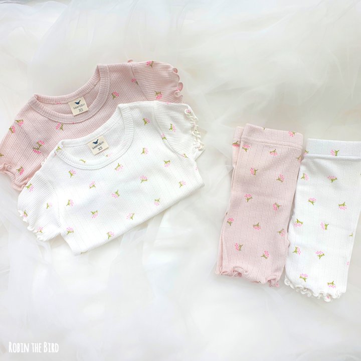 Saerobin - Korean Baby Fashion - #onlinebabyboutique - Berry Flower Short Sleeved Easywear
