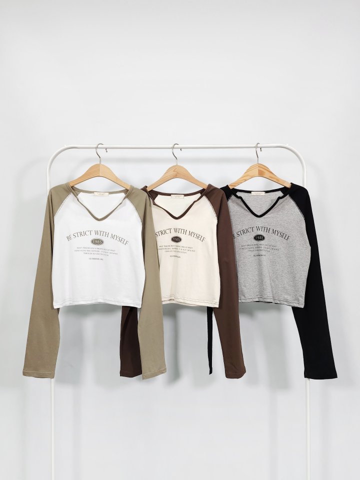 Sienne - Korean Women Fashion - #momslook - Self Raglan Long Sleeve Tee - 2