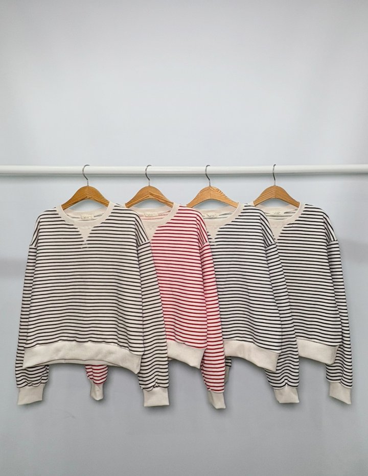 Sienne - Korean Women Fashion - #momslook - Stripe Sweatshirts - 2