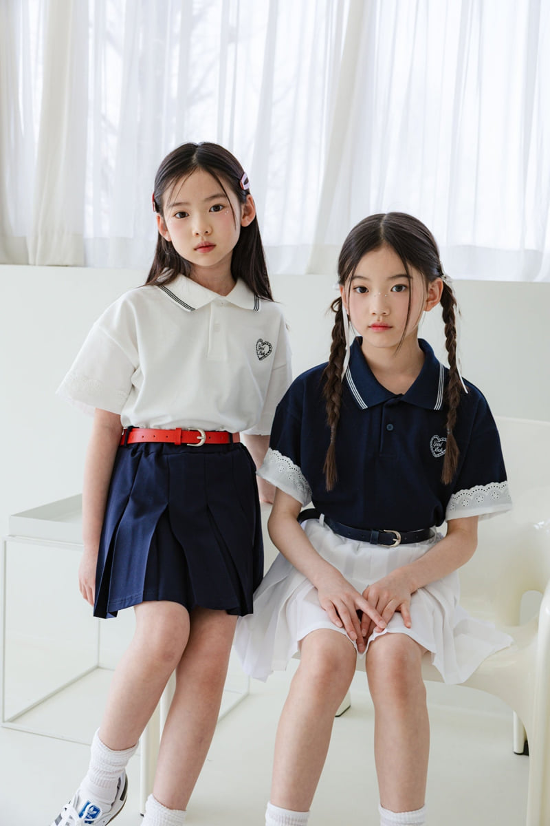 Sm2 - Korean Children Fashion - #kidsshorts - Lace Collar Tee