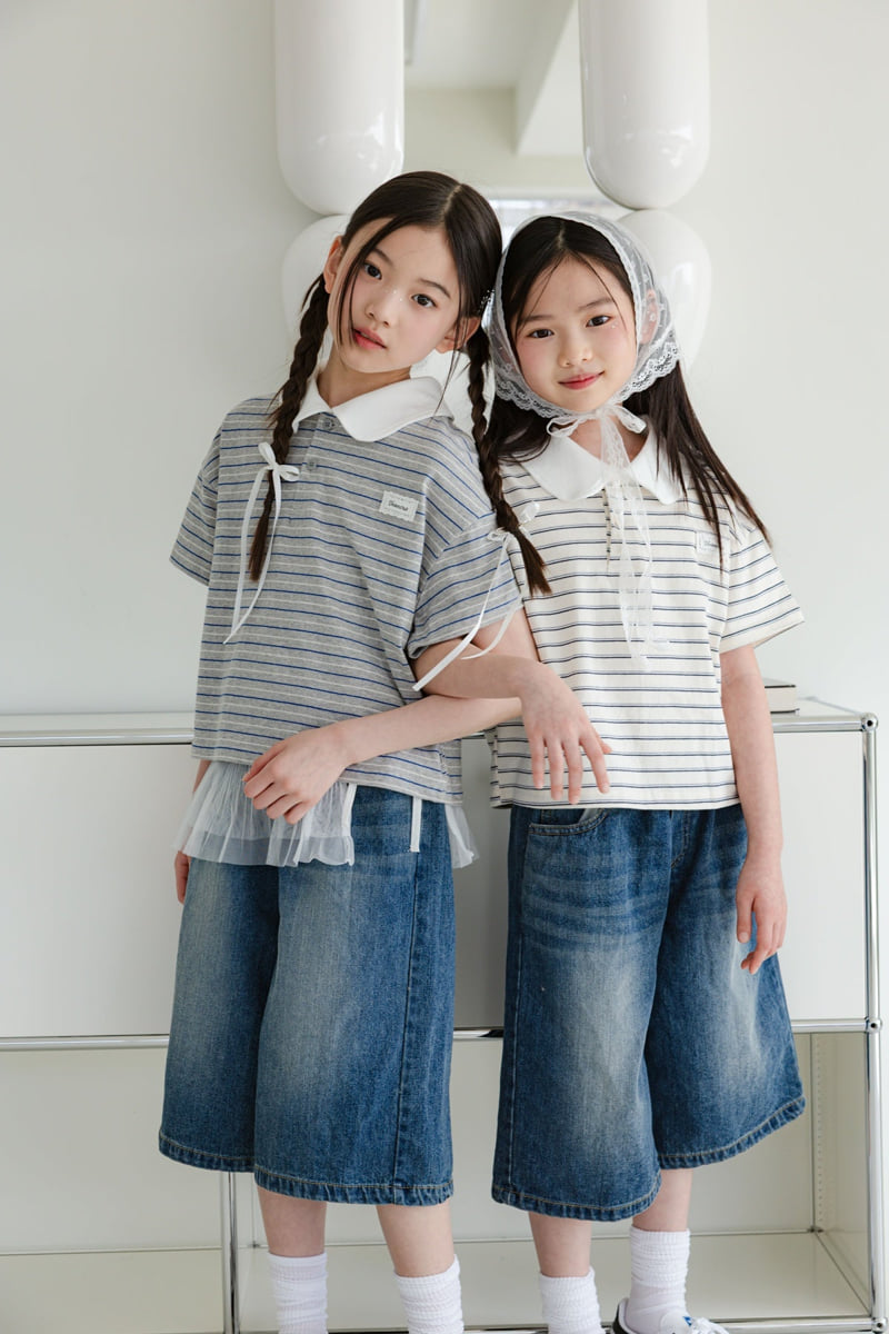 Sm2 - Korean Children Fashion - #kidzfashiontrend - Stripe Carat Tee - 8