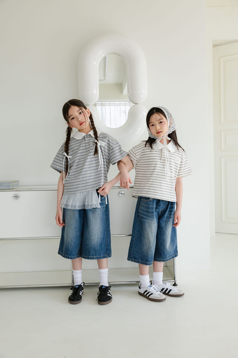 Sm2 - Korean Children Fashion - #prettylittlegirls - Bermuda Denim Pants - 4