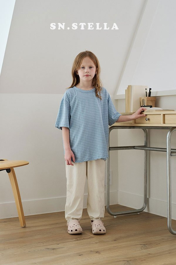 Sn.stella - Korean Children Fashion - #fashionkids - Linen Stripe Tee - 4