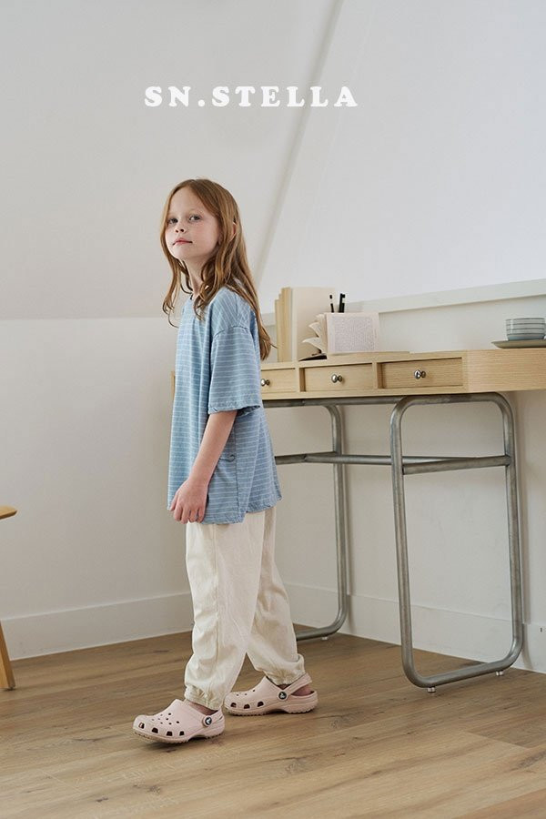 Sn.stella - Korean Children Fashion - #kidzfashiontrend - Linen Stripe Tee - 6
